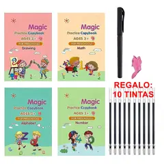 IMPORTADO MC - Set 4 Cuadernos de Caligrafia Reutilizables Magico +Regalo