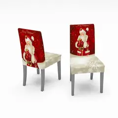 GENERICO - JUEGO DE MANTEL + 6 FUNDAS DE SILLA NAVIDEÑO ROJO PAPA NOEL