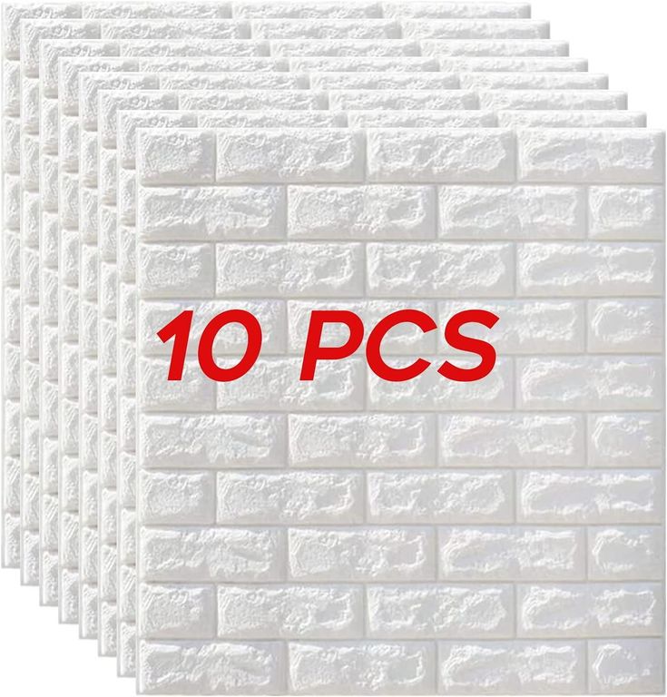 Pack x 10 Pcs Papel Tapiz Autoadhesivo Decoración 3D Ladrillo Blanco