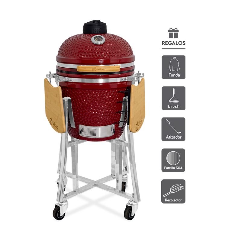 Kamado Granada 18 Rojo + 4 accesorios