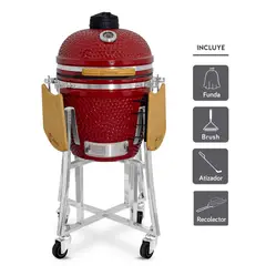 GRILLCORP - Kamado Clásico 18 Rojo con regalos básicos