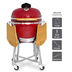 GRILLCORP - Kamado Clásico 20 Rojo con regalos básicos