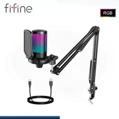 FIFINE - Micrófono Gamer A6T BLACK Soporte de brazo