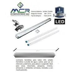 GENERICO - LED HERMETICA 2TUBOS T8 LUZ BLANCO FRIO 6500K IP65