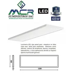 GENERICO - LED PANEL PARA EMPOTRAR 48W 120X30 cm 6500K LUZ BLANCO FRIO