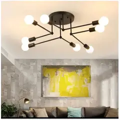 CEMLIGHTING - Lámpara de techo Barcelona negro 8 sockets