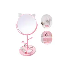 GENERICO - Espejo Joyero de Tocador en Forma de Gatito Rosado