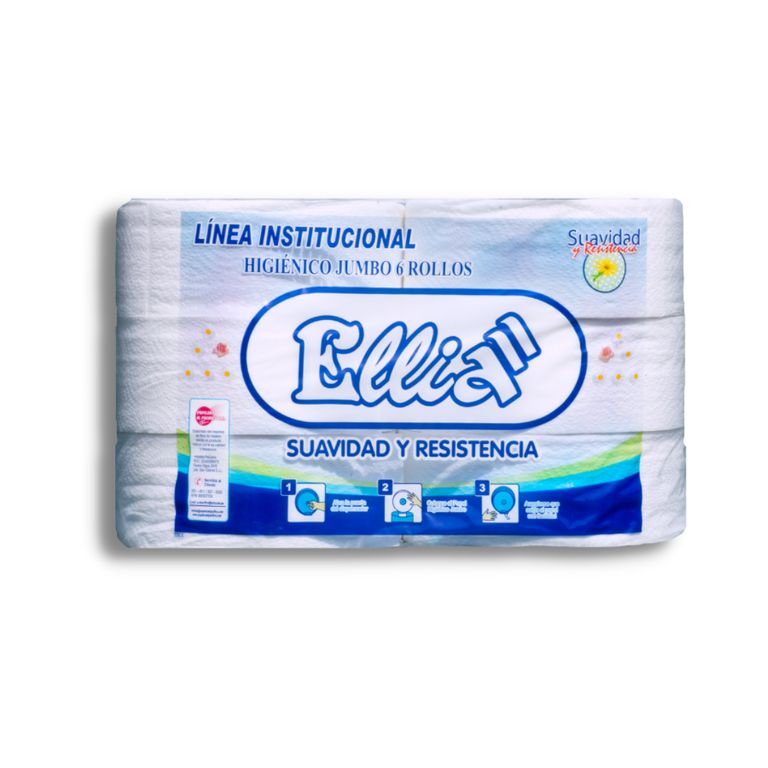 Papel Higiénico Jumbo Ellia 300 metros x 6 rollos