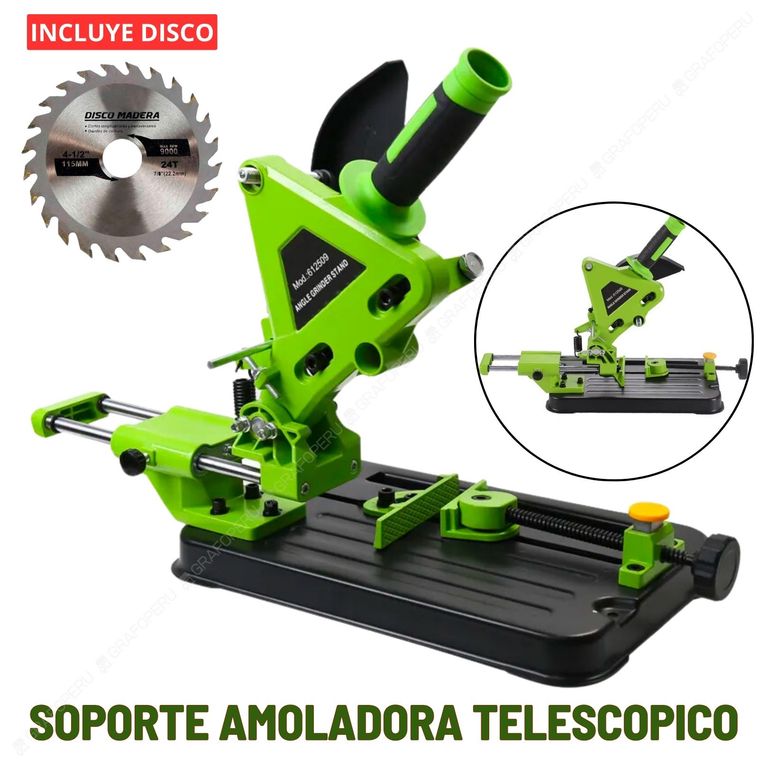 Soporte Amoladora Telescopica XTD Esmeril + Disco Madera