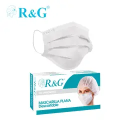 R&G - Mascarilla quirúrgica 3 capas 3 pliegues blanco caja*50und