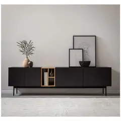 VENTITAS HOME - Mesa de Tv 85” Lucianné Negro y Duna