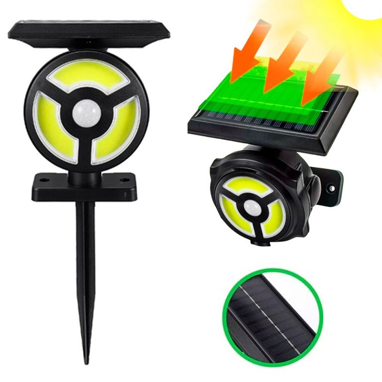 Lampara Foco Luz Led con Panel Solar para Jardin Patio Exterior