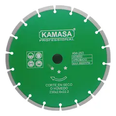 KAMASA - Disco Diamantado Segmentado 9" Húmedo Seco Verde