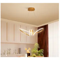 GENERICO - Lámpara Colgante LED Nordica Oro Rosa Incluye control remoto