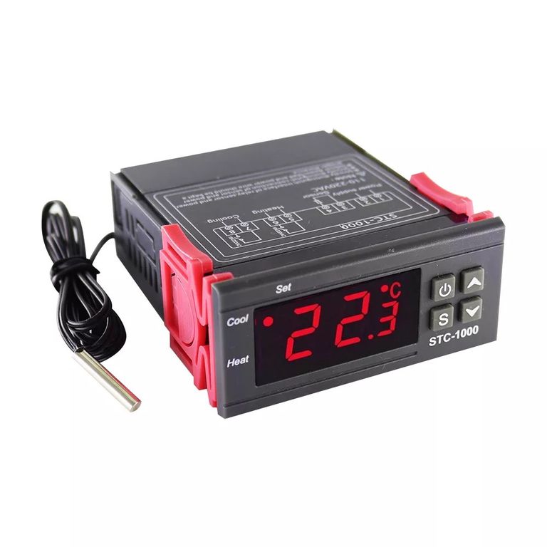 TERMOSTATO STC1000 220V CON SENSOR DE TEMPERATURA INCUBADORA