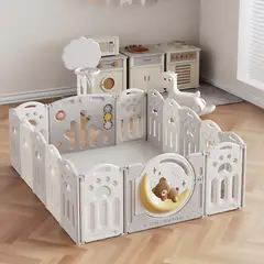 Babykiss - CORRAL PARA BEBES Y NIÑOS PLEGABLE DE OSITO + ALFOMBRA