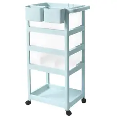 GENERICO - Carrito Organizador Multiusos de 3 Niveles Con Ruedas Celeste Pastel