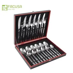 FACUSA - Set de cubiertos x 24 acero inox (estuche marrón)