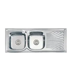 XM - LAVADERO DE ACERO INOXIDABLE 2POZAS CON ESCURRIDERO WDS12050A