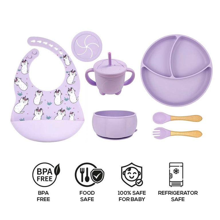 SET DE PLATOS DE SILICONA PARA BEBES GATITO