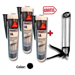 SIKA - Pack por 3 Siliconas Antihongos Sikasil IA Negro 280ml GRATIS Pistola
