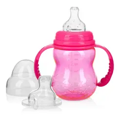 NUBY - Biberón De Tritan 3 Etapas 8onz/240ml Rosado