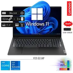 LENOVO - Laptop Nueva V15 G3 IAP Core I5 12va Gen 16GB RAM 512GB SSD 1TB HDD EXTERNO + USB 128GB