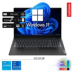 LENOVO - Laptop Nueva V15 G3 IAP Core I5 12va Gen 24GB RAM 512GB SSD 1TB HDD Externo