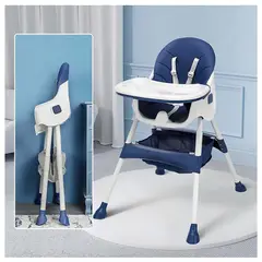 BABYKISS - SILLA DE COMER PLEGABLE AZUL RUEDAS