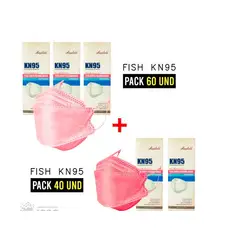 GENERICO - MASCARILLA KN95 FISH SHAPE - 100 unidades de colores/ PACK DE 5 CAJAS