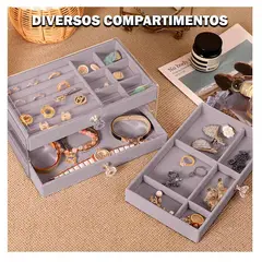 GENERICO - Organizador Acrílico para Joyas, Transparente con 3 Cajones  Gris