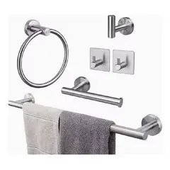 GENERICO - Set X 6pzs De Accesorios Para Baño Acero Inoxidable Satinado
