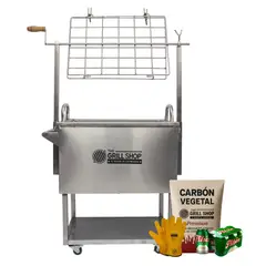 THE GRILL SHOP - Caja China Mediana 3 en 1 Acero inoxidable Guantes carbón cerveza