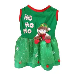 GENERICO - Vestido navideño Ho Ho Ho para perros y gatos talla 3