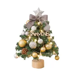 VATYERTY - Mini Árbol de Navidad Decorado con Luces oro