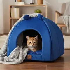 GENERICO - CAMA PARA PERRO CUEVA IGLU TALLA L - AZUL
