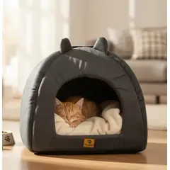 GENERICO - CAMA PARA PERRO CUEVA IGLU TALLA L  -GRIS