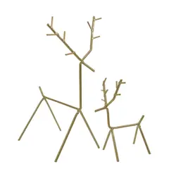 GENERICO - Renos Navideños Decorativos Dorados de Metal METHOME