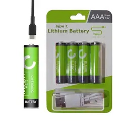 GENERICO - Pack 4 baterias pilas AAA LITIO LI ion Usb C RECARGA -BLE Directa