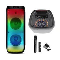 MAXTRON - Parlante portátil MX313WMAXIM Bluetooth Luces LED con ruedas