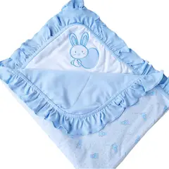 GENERICO - Manta Bebé Algodón Pima con Bobo - CELESTE