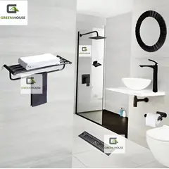 IMPORTADO MC - COMBO COMPLETO PARA BAÑO KIT DE ACCESORIOS EN ACERO NEGRO TENDENCIA