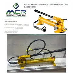 GENERICO - BOMBA MANUAL HIDRAULICA CON MANGUERA 700 BAR 10150 PSI