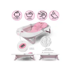 BABY HAPPY - Bañera Plegable con Almohada para Bebé PARTY Pink
