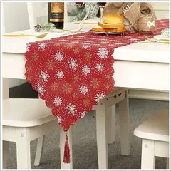 SALA FABULOSA - Camino de mesa navideño 1.80 mts rojo copo de nieve