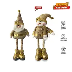 OTTOWARE - Pack 2 Muñecos Patilarga Santa Snowman Decoración Navidad 63 Cm
