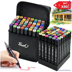 GENERICO - Plumones marcadores doble punta set 80 colores