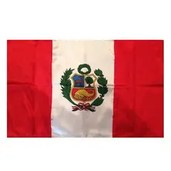 GENERICO - Bandera Del Perú 60 Cm X 90 cm Con Escudo en material razo