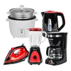 DAEWOO - Hervidor 1.7 L + Arrocera 1.5 L + Licuadora + Plancha +Cafetera