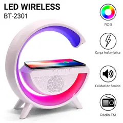 GENERICO - Parlante RGB Bluetooth Radio Con Carga Inalambrica y Luces Led